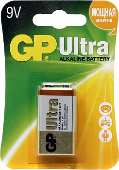 GP Ultra 1604AU-CR1 (6LR61) 9V,  щелочной  (alkaline), типа  "Крона"