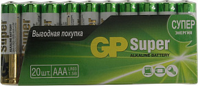 GP Super 24A-2CRVS20 (LR03) Size AAA, щелочной (alkaline) (уп.  20 шт)
