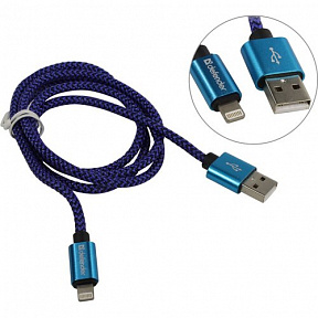 Defender (87811) Кабель USB  2.0  AM--)Lightning 1м,  Blue