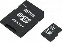 Silicon Power (SP064GBSTXBU1V10-SP) microSDXC Memory Card 64Gb UHS-I  U1  + microSD--)SD  Adapter