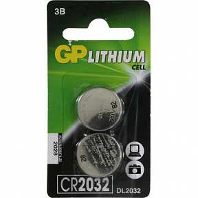 GP Lithium Cell CR2032-2 (Li,  3V)  (уп. 2  шт)