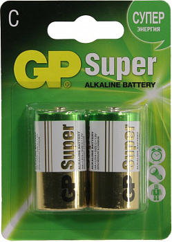 GP Super 14A-2 (LR14) Size "C", 1.5V, щелочной (alkaline) (уп.  2 шт)