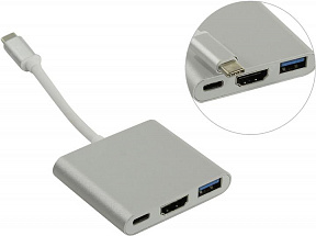 Кабель-адаптер USB-C -) HDMI  (F)  + USB3.0+USB-C  port