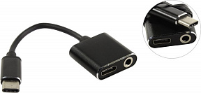 Кабель-переходник USB-CM--)USB-CF+audio