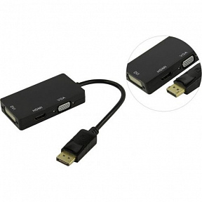 Кабель-адаптер DisplayPort(M)  -)  DVI  (29F)/HDMI 19(F)/VGA  (15F)
