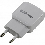 Defender EPA-13 White (83841) Зарядное устройство USB (Вх. AC100-240V,  Вых.  DC5V, 2xUSB  2.1A)