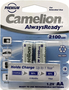 Аккумулятор Camelion NH-AA2100-2 AlwaysReady (1.2V, 2100mAh) NiMH, Size "AA" (уп.  2 шт)