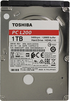 HDD 1 Tb SATA 6Gb/s TOSHIBA L200  (HDWL110UZSVA)  2.5" 5400rpm  128Mb