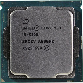 CPU Intel Core i3-9100       3.6 GHz/4core/SVGA UHD Graphics 630/1+6Mb/65W/8 GT/s LGA1151