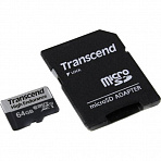 Transcend (TS64GUSD350V) microSDXC Memory Card 64Mb UHS-I U1 +  microSD--)SD Adapter