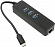 Orient (JK-341) USB3.0 Hub  3 port +  LAN  UTP1000Mbps, подкл.  USB-C