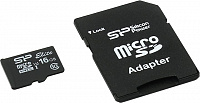 Silicon Power (SP016GBSTHBU1V10-SP) microSDHC Memory Card 16Gb UHS-I  U1  + microSD--)SD  Adapter