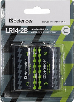 Defender LR14-2B Size"C", 1.5V, щелочной  (alkaline)  (уп. 2шт)  (56032)