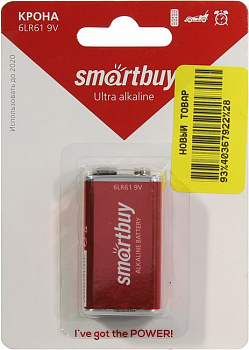 Smartbuy SBBA-9V01B  9V, щелочной (alkaline),  типа "Крона"